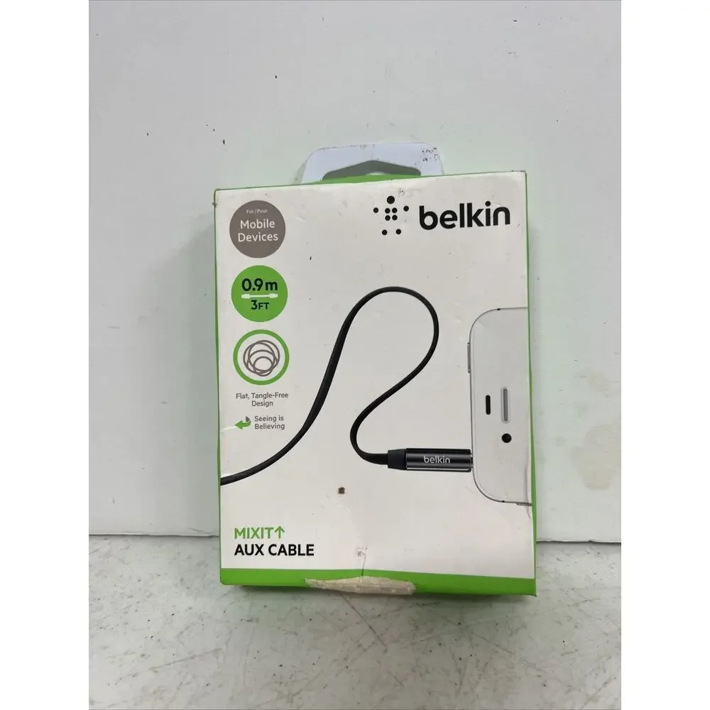Belkin MIXIT 3 Feet 3.5mm Aux Auxiliary Cable For Car Home Audio - Black